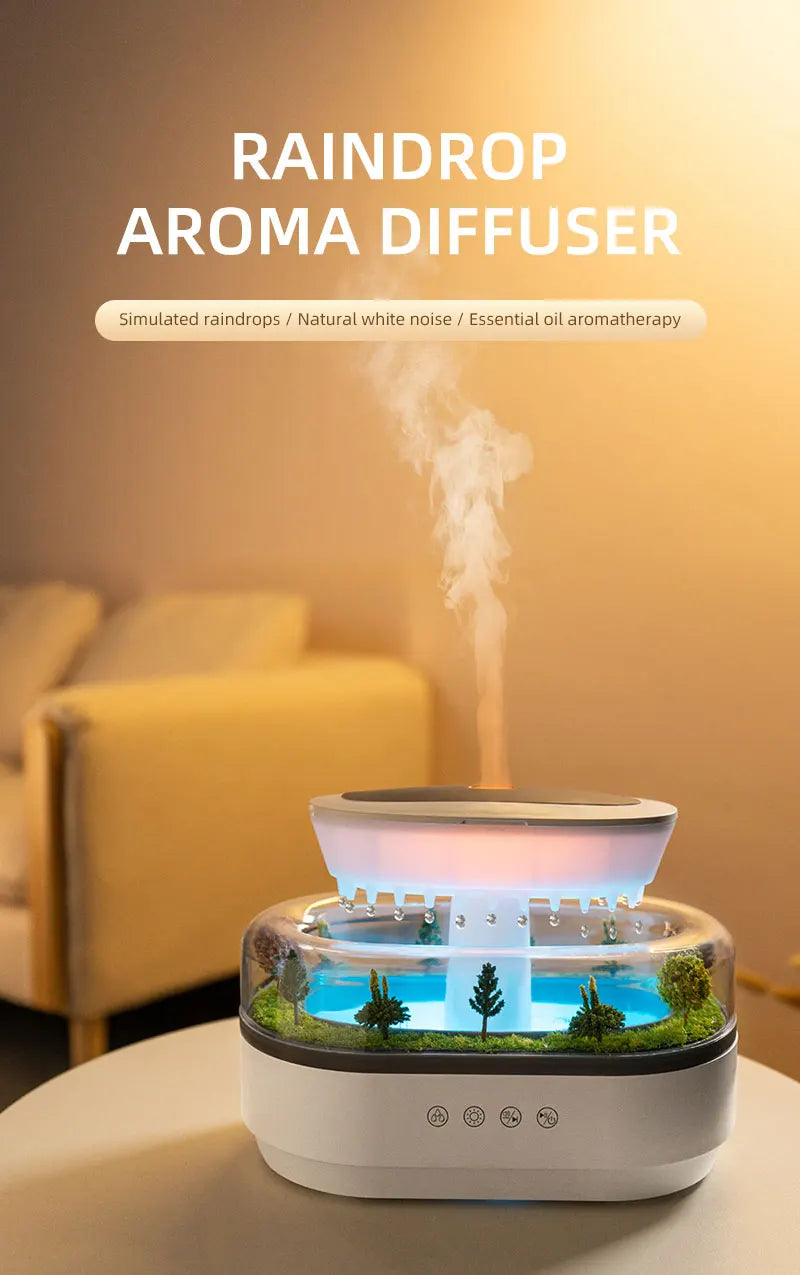 Rain Cloud Cool Mist Humidifier Water Drip Micro Landscape Aroma Diffuser with 7 Night Light Aromatherapy Diffuser for Bedroom