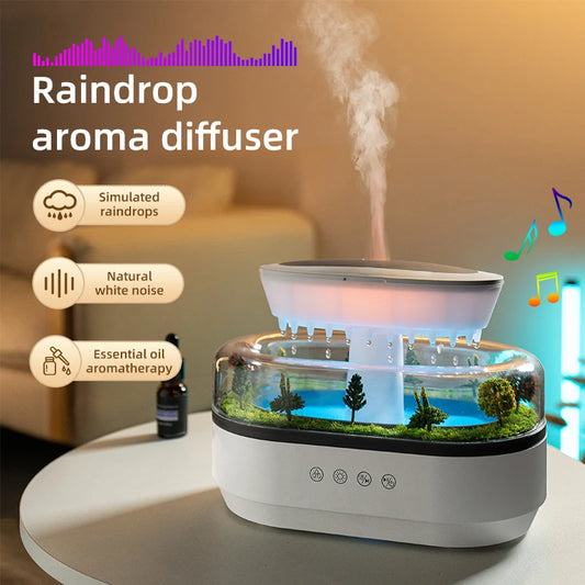 Rain Cloud Cool Mist Humidifier Water Drip Micro Landscape Aroma Diffuser with 7 Night Light Aromatherapy Diffuser for Bedroom