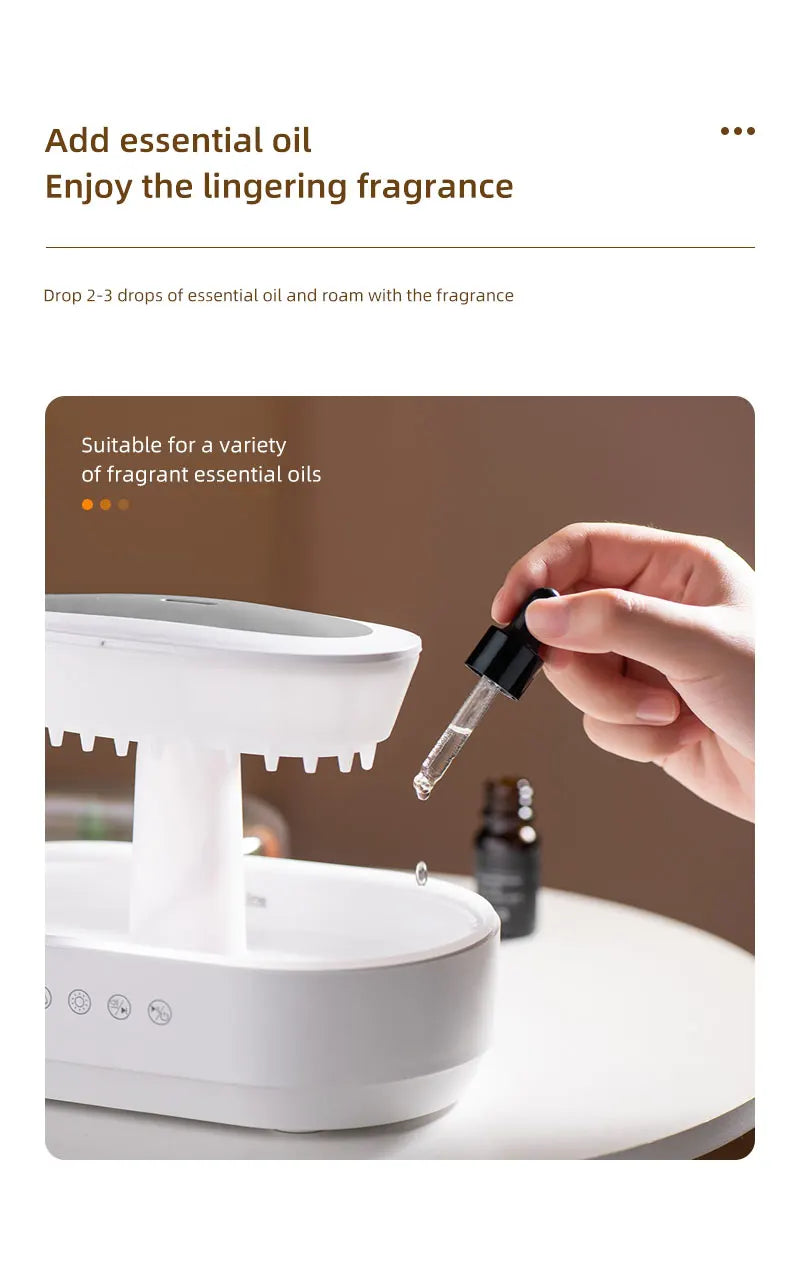 Rain Cloud Cool Mist Humidifier Water Drip Micro Landscape Aroma Diffuser with 7 Night Light Aromatherapy Diffuser for Bedroom