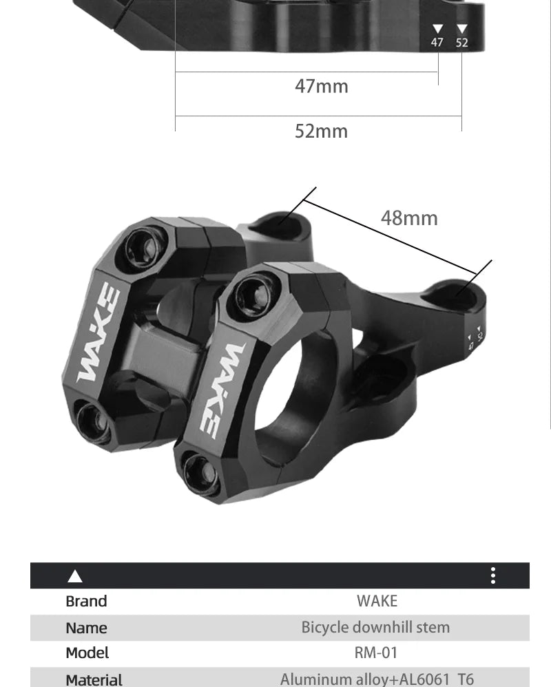 Wake DH/AM/FR MTB Bike Stem CNC Aluminum Alloy Downhill Bicycle DIRECT MOUNT STEM Handlebar 31.8mm for BMX Cycling Ultralight