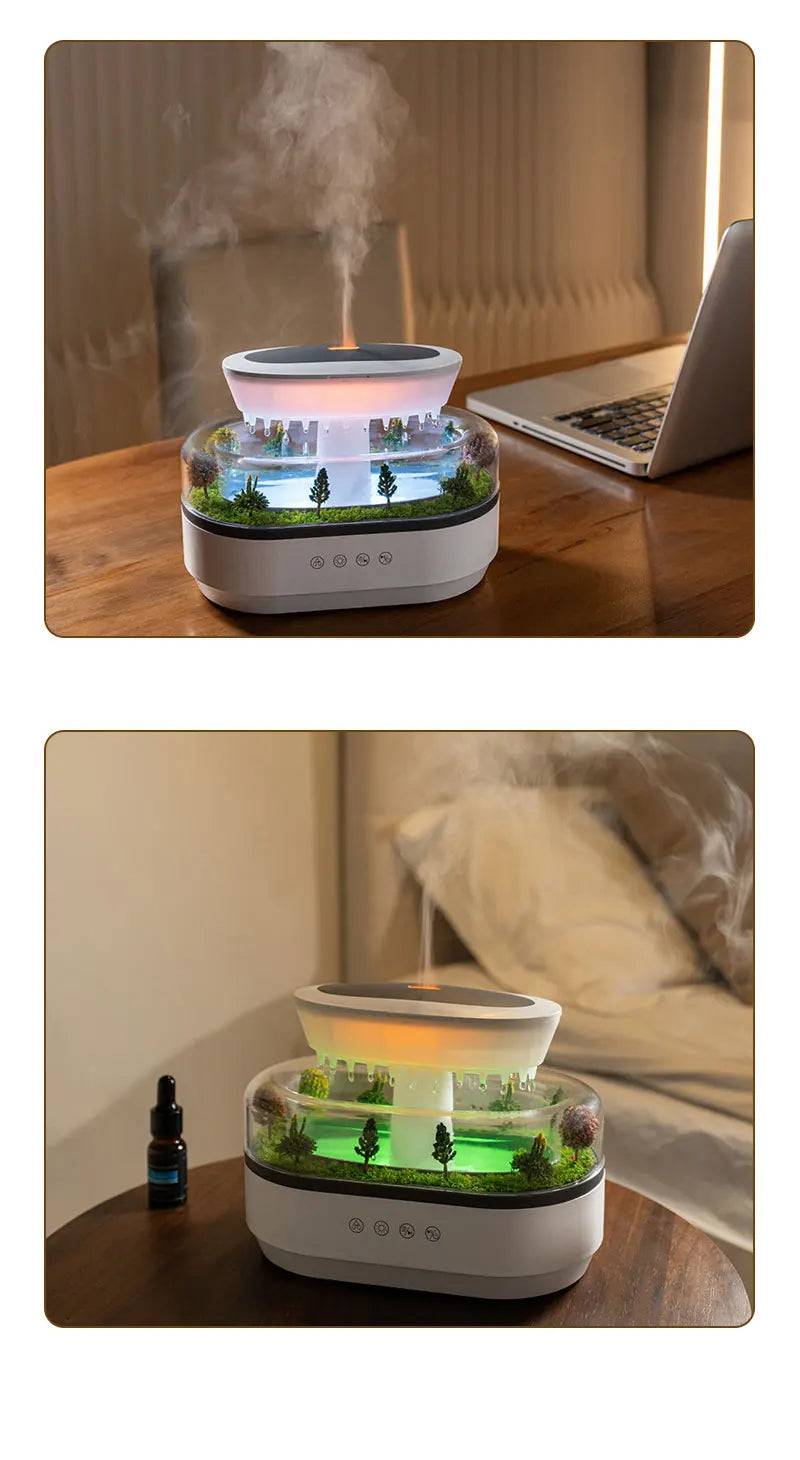 Rain Cloud Cool Mist Humidifier Water Drip Micro Landscape Aroma Diffuser with 7 Night Light Aromatherapy Diffuser for Bedroom