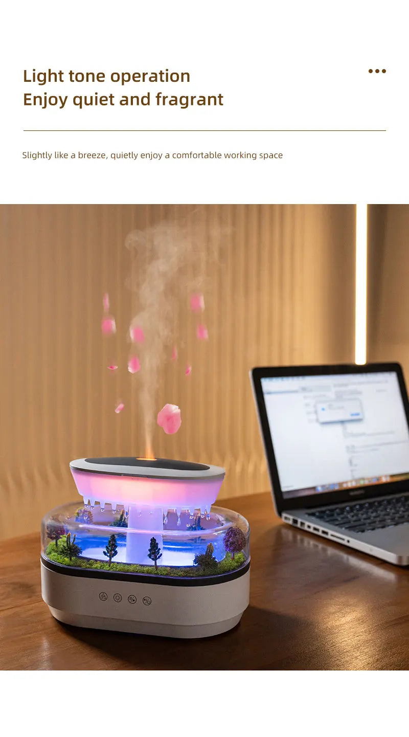 Rain Cloud Cool Mist Humidifier Water Drip Micro Landscape Aroma Diffuser with 7 Night Light Aromatherapy Diffuser for Bedroom