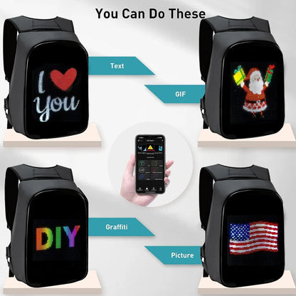 Led Backpack with Programmable Full Color Screen, Birthday Gift Men/Women, Motorcycle Helmet bag Waterproof Shoulder Travel Back