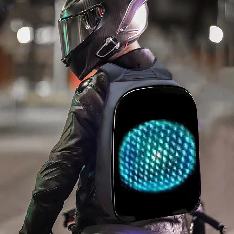 Led Backpack with Programmable Full Color Screen, Birthday Gift Men/Women, Motorcycle Helmet bag Waterproof Shoulder Travel Back