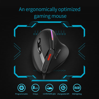 JOMAA Wired Gaming Mouse RGB Vertical Ergonomic Mice 9 Button Programmable 12800 DPI Mouse for Gamer Computer Laptop