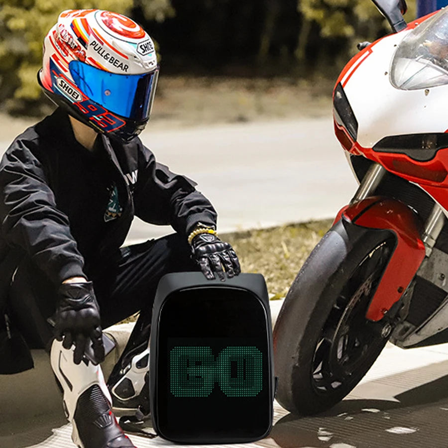 Led Backpack with Programmable Full Color Screen, Birthday Gift Men/Women, Motorcycle Helmet bag Waterproof Shoulder Travel Back