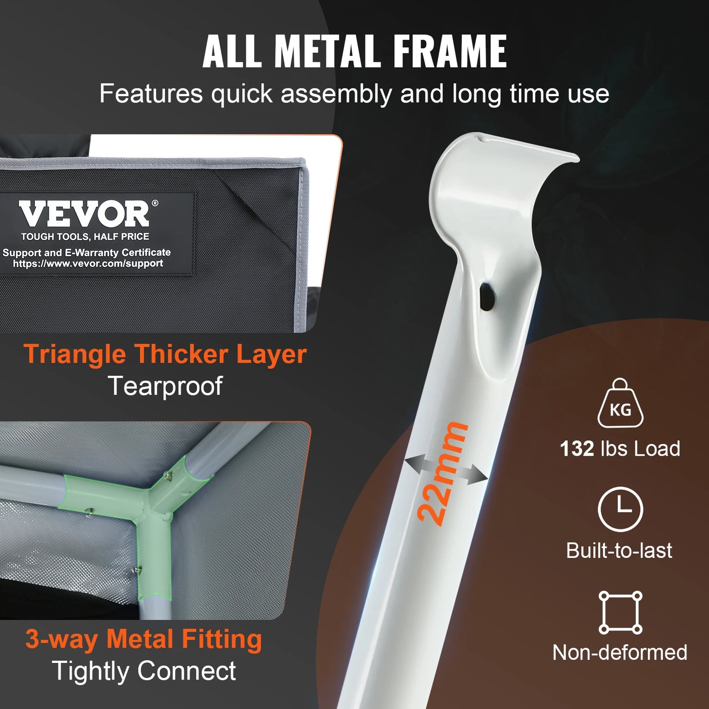 VEVOR Grow Tent High Reflective 2000D Mylar Hydroponic Growing Tent Enclosed Greenhouse for Indoor Plants Growing Observation