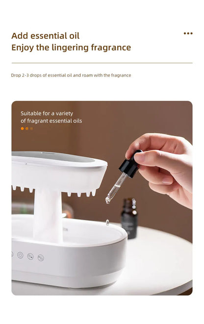 Rain Cloud Cool Mist Humidifier Water Drip Micro Landscape Aroma Diffuser with 7 Night Light Aromatherapy Diffuser for Bedroom