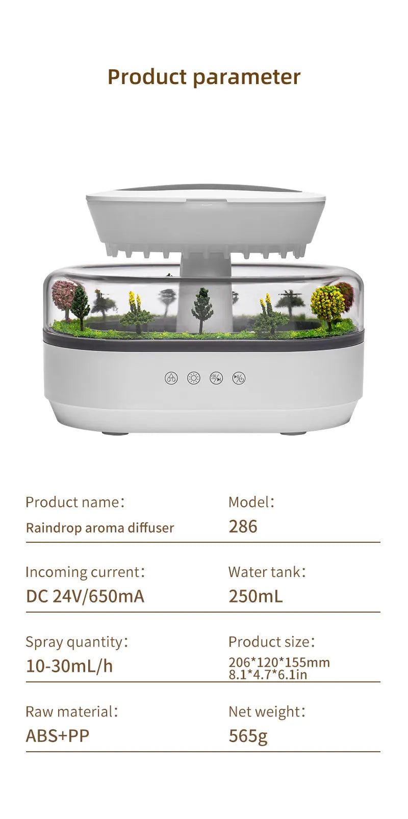Rain Cloud Cool Mist Humidifier Water Drip Micro Landscape Aroma Diffuser with 7 Night Light Aromatherapy Diffuser for Bedroom