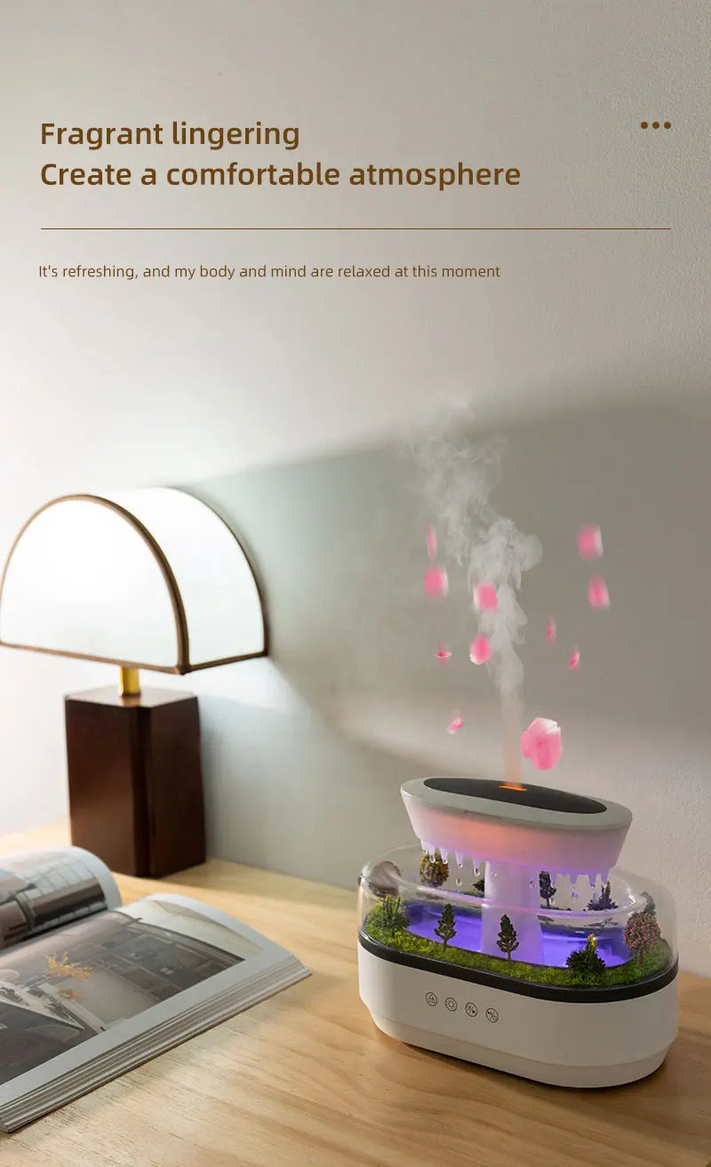Rain Cloud Cool Mist Humidifier Water Drip Micro Landscape Aroma Diffuser with 7 Night Light Aromatherapy Diffuser for Bedroom
