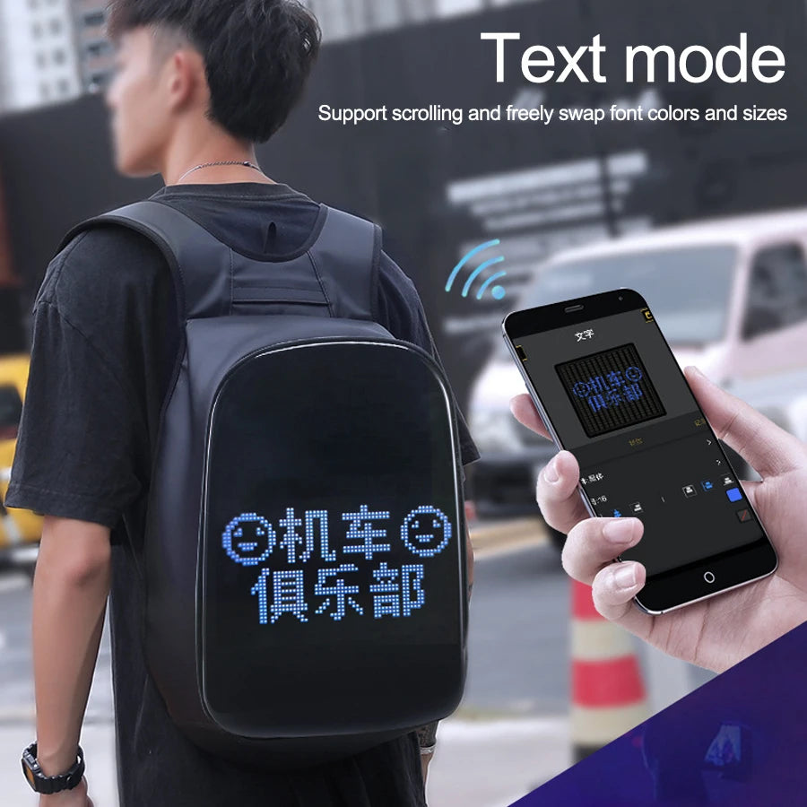 Led Backpack with Programmable Full Color Screen, Birthday Gift Men/Women, Motorcycle Helmet bag Waterproof Shoulder Travel Back