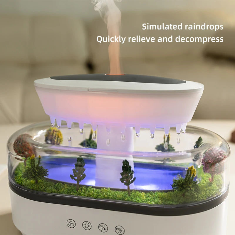 Rain Cloud Cool Mist Humidifier Water Drip Micro Landscape Aroma Diffuser with 7 Night Light Aromatherapy Diffuser for Bedroom