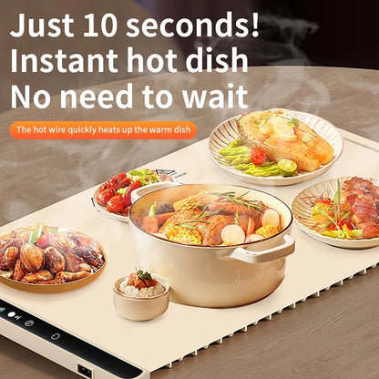 Electric Warming Tray Food Warmer Plate Foldable Portable Smart Food Fast Heating Mat Electric Warming Tray with 3 Tem Setting