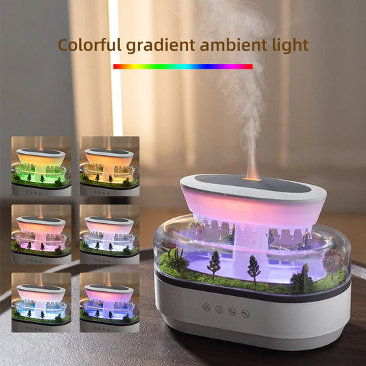 Rain Cloud Cool Mist Humidifier Water Drip Micro Landscape Aroma Diffuser with 7 Night Light Aromatherapy Diffuser for Bedroom