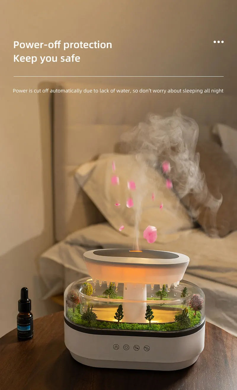 Rain Cloud Cool Mist Humidifier Water Drip Micro Landscape Aroma Diffuser with 7 Night Light Aromatherapy Diffuser for Bedroom