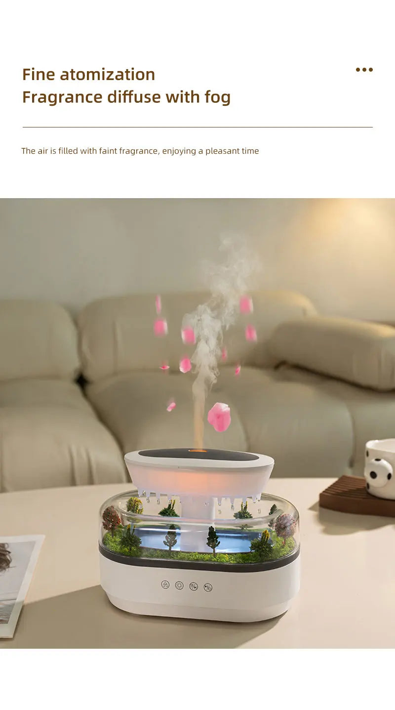 Rain Cloud Cool Mist Humidifier Water Drip Micro Landscape Aroma Diffuser with 7 Night Light Aromatherapy Diffuser for Bedroom